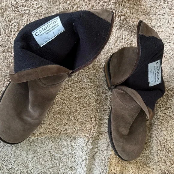 La Canadienne Women's Olive Buckled Wedge Booties - Picture 9 of 11